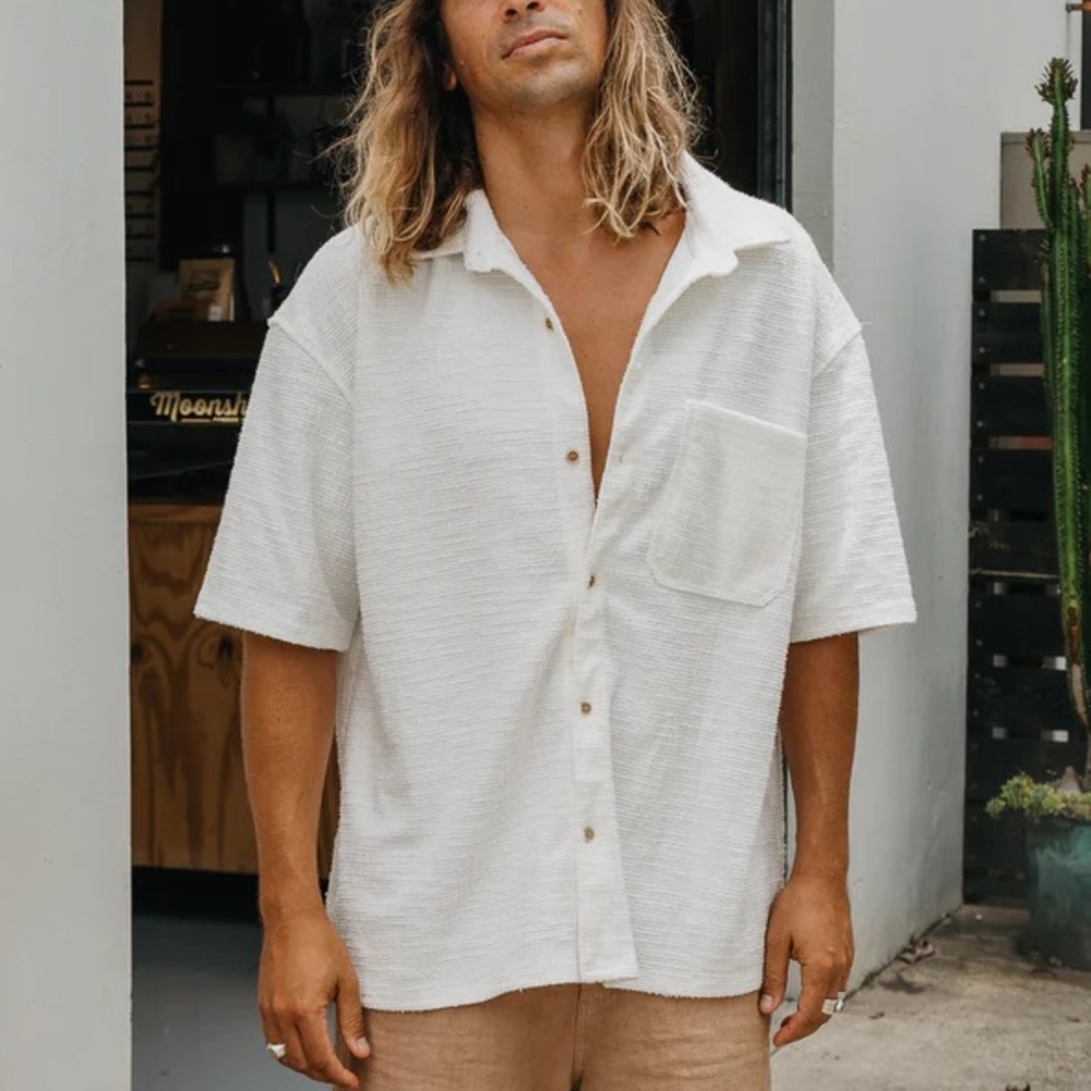 NWT Ottway the Label textured short sleeved shirt in white men’s size XL